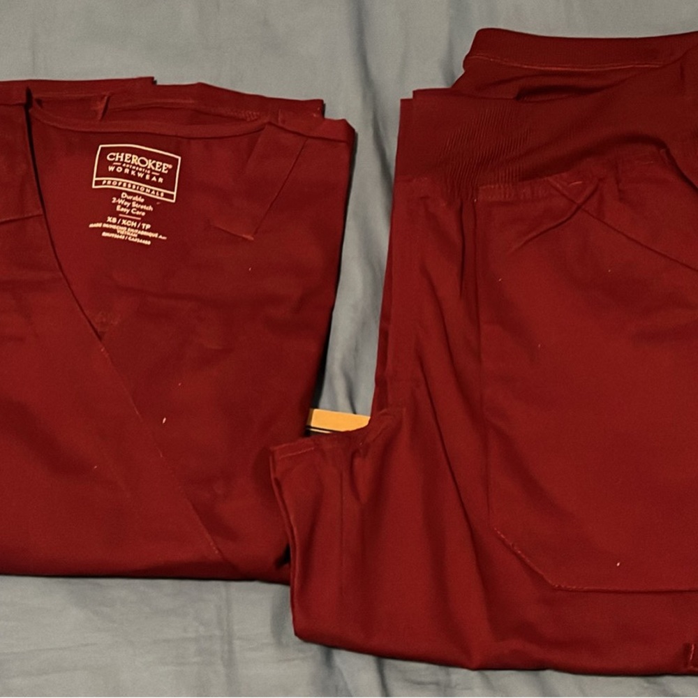 Cherokee burgundy scrubs set